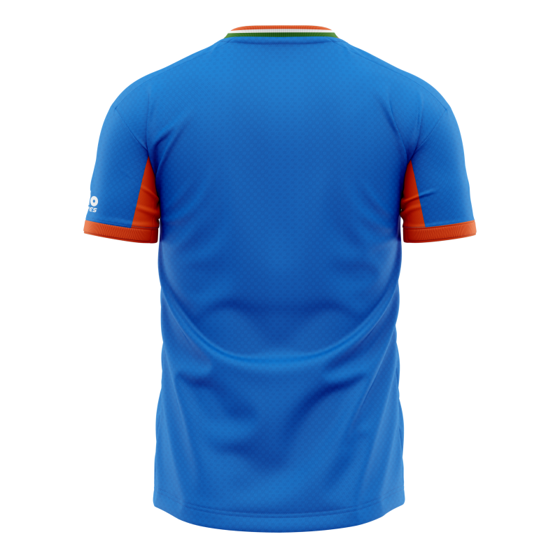 India Blue ODI World Cup 2026 Half Sleeves Cricket Fan Jersey - 100% Dryfit Polyester - With Name Personalisation India Blue ODI World Cup 2026 Half Sleeves Cricket Fan Jersey - 100% Dryfit Polyester - With Name Personalisation