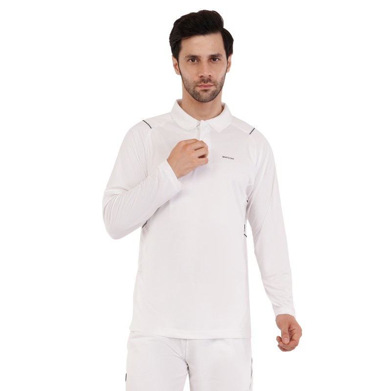 Whitedot Omega Quick Dry Full Sleeves Polo T-Shirt - White Whitedot Omega Quick Dry Full Sleeves Polo T-Shirt - White