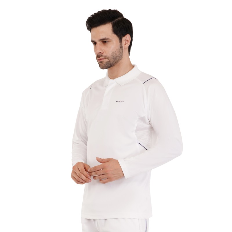 Whitedot Omega Quick Dry Full Sleeves Polo T-Shirt - White Whitedot Omega Quick Dry Full Sleeves Polo T-Shirt - White