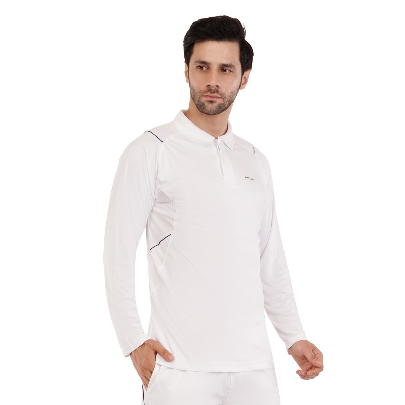 Whitedot Omega Quick Dry Full Sleeves Polo T-Shirt - White Whitedot Omega Quick Dry Full Sleeves Polo T-Shirt - White