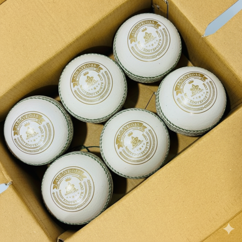 Whitedot Albatross White Cricket Leather Ball - 40 Over Whitedot Albatross White Cricket Leather Ball - 40 Over