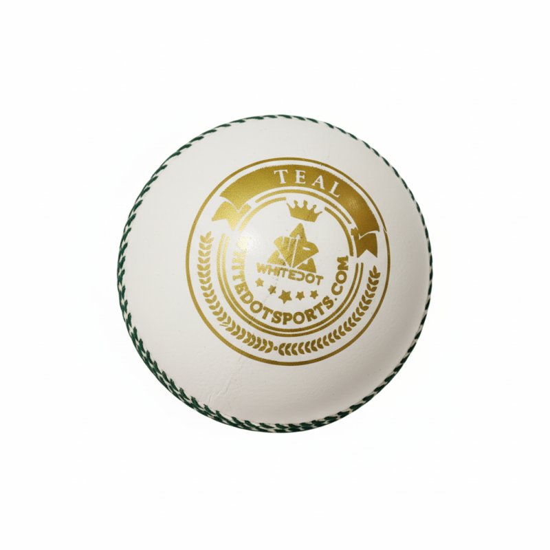 Whitedot Teal White Cricket Leather Ball - 10 Over