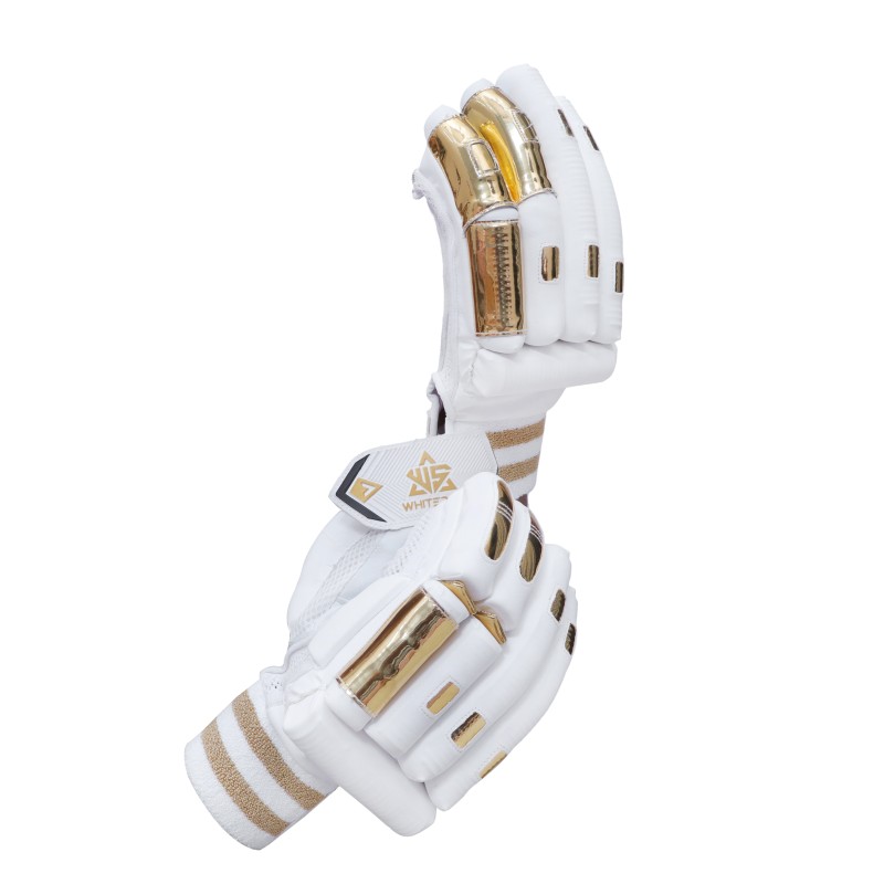 Whitedot Albatross Gold Players Cricket Batting Gloves - White Gold Whitedot Albatross Gold Players Cricket Batting Gloves - White Gold