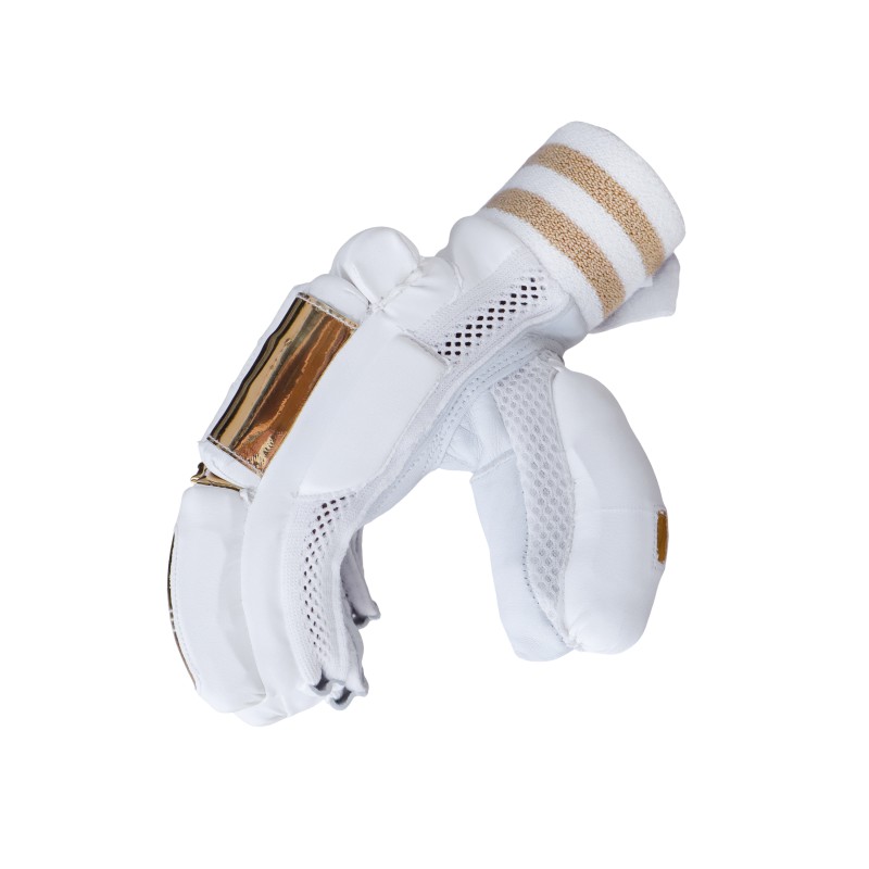 Whitedot Albatross Gold Players Cricket Batting Gloves - White Gold Whitedot Albatross Gold Players Cricket Batting Gloves - White Gold