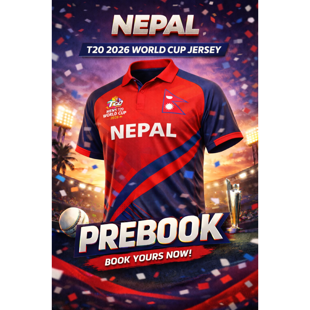 Nepal 2026 T20 World Cup Half Sleeves Cricket Fan Jersey - 100% Dryfit Polyester - With Name Personalization Nepal 2026 T20 World Cup Half Sleeves Cricket Fan Jersey - 100% Dryfit Polyester - With Name Personalization