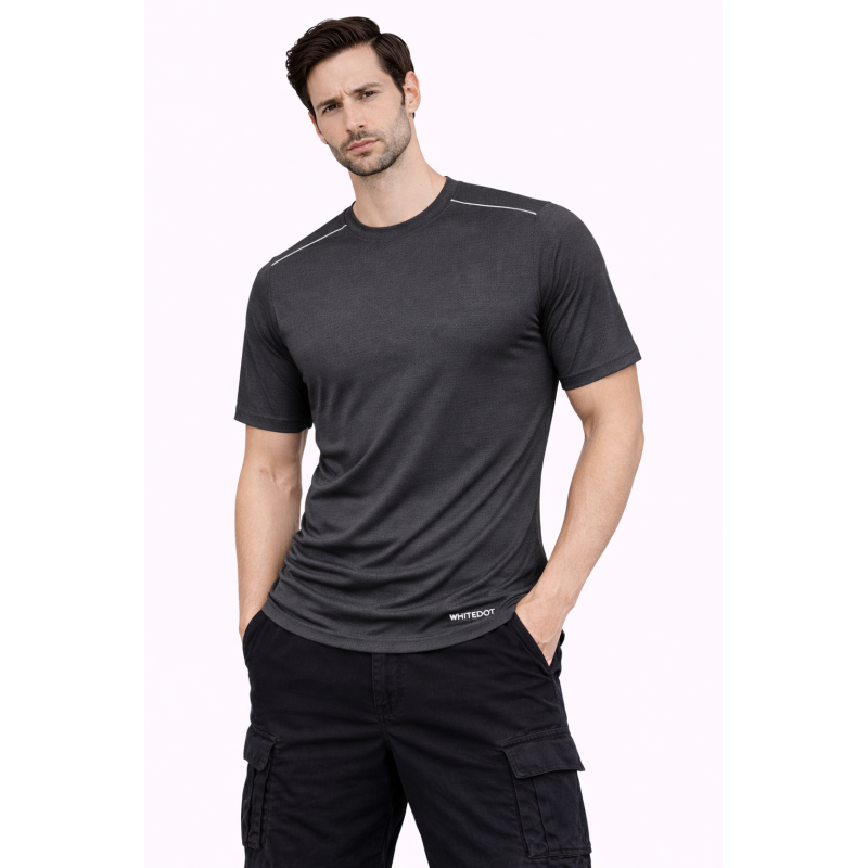 Whitedot FlexFit Round Neck Regular Dry Fit Gym Sports T-Shirt - Dark Grey Whitedot FlexFit Round Neck Regular Dry Fit Gym Sports T-Shirt - Dark Grey