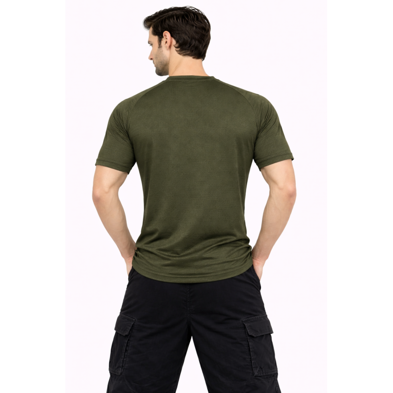 Whitedot FlexFit Round Neck Regular Dry Fit Gym Sports T-Shirt - Military Green Whitedot FlexFit Round Neck Regular Dry Fit Gym Sports T-Shirt - Military Green