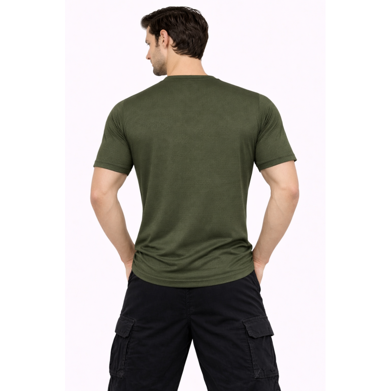Whitedot FlexFit Round Neck Regular Dry Fit Gym Sports T-Shirt - Military Green Whitedot FlexFit Round Neck Regular Dry Fit Gym Sports T-Shirt - Military Green