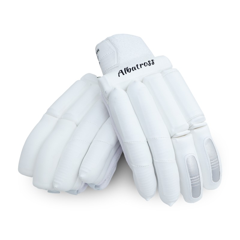 Whitedot Albatross Players Cricket Batting Gloves - White Whitedot Albatross Players Cricket Batting Gloves - White