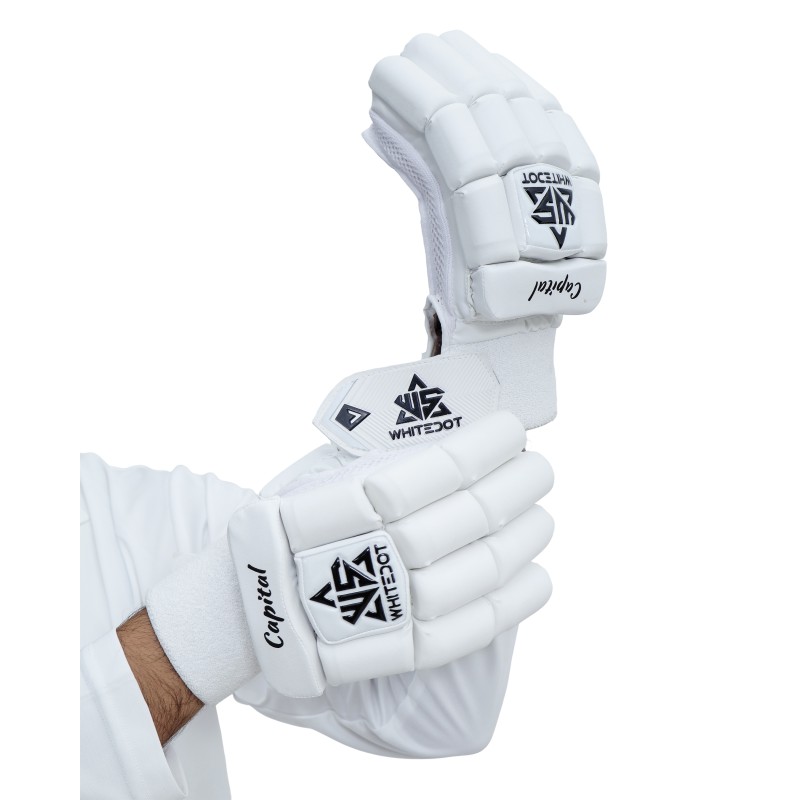 Whitedot Capital White Cricket Batting Gloves Whitedot Capital White Cricket Batting Gloves