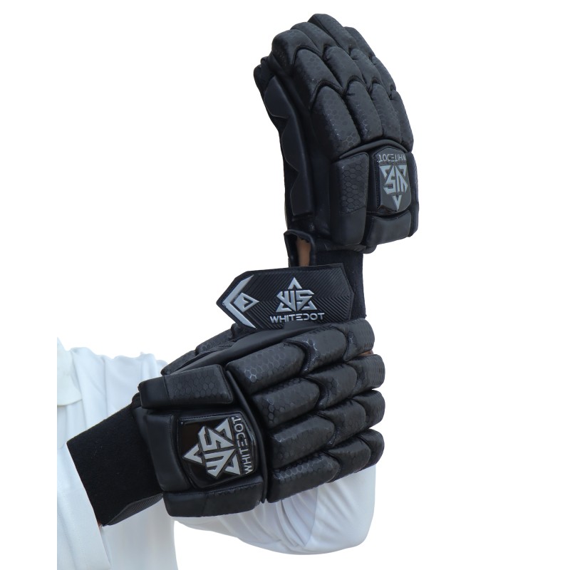 Whitedot Egret Black Cricket Batting Gloves Whitedot Egret Black Cricket Batting Gloves