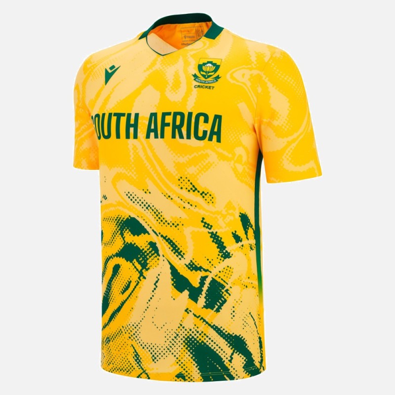 South Africa 2026 ICC World Cup Half Sleeves Cricket Fan Jersey - 100% Dryfit Polyester - With Name Personalisation South Africa 2026 ICC World Cup Half Sleeves Cricket Fan Jersey - 100% Dryfit Polyester - With Name Personalisation