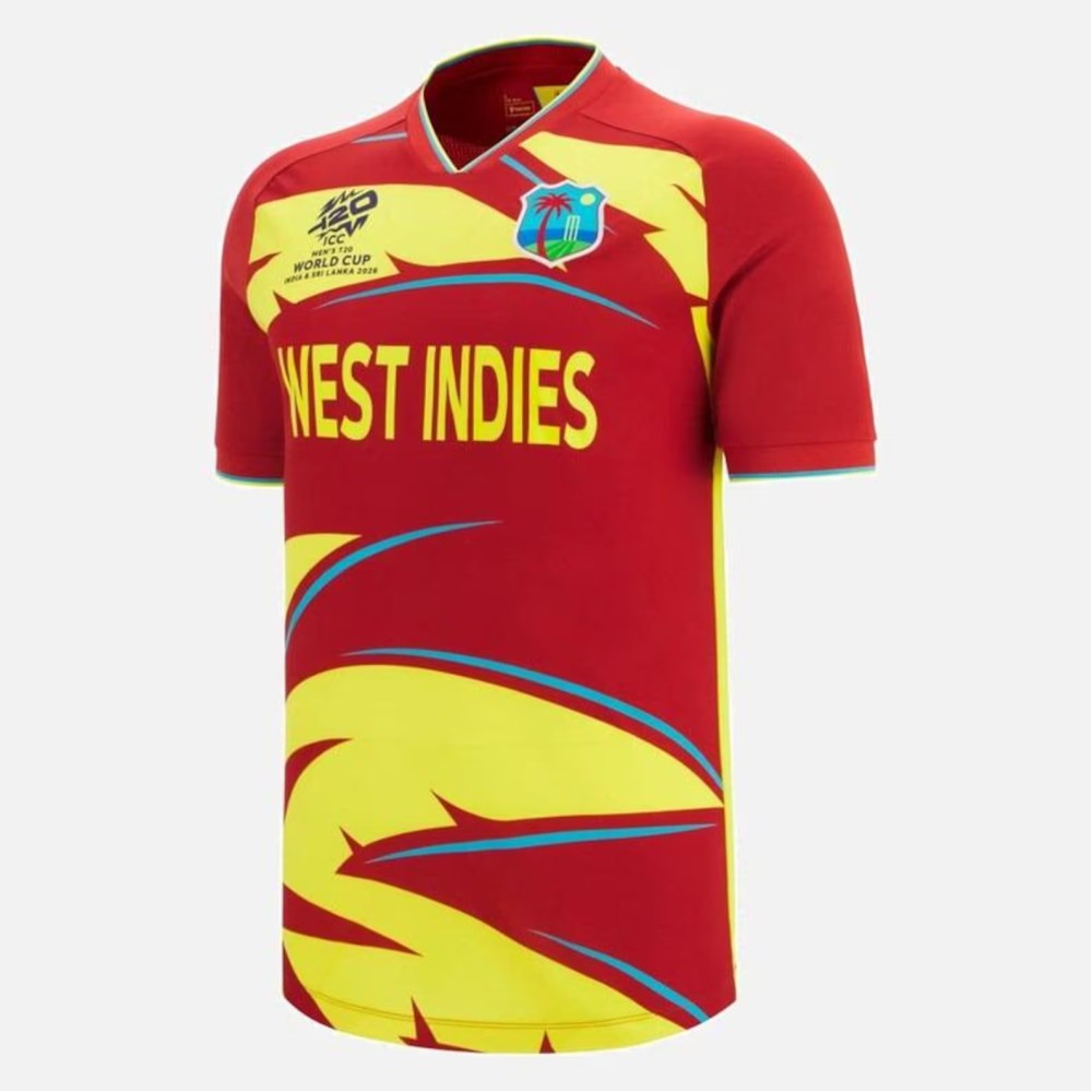 West Indies T20 World Cup 2026 Half Sleeves Cricket Fan Jersey - 100% Dryfit Polyester - With Name Personalization West Indies T20 World Cup 2026 Half Sleeves Cricket Fan Jersey - 100% Dryfit Polyester - With Name Personalization