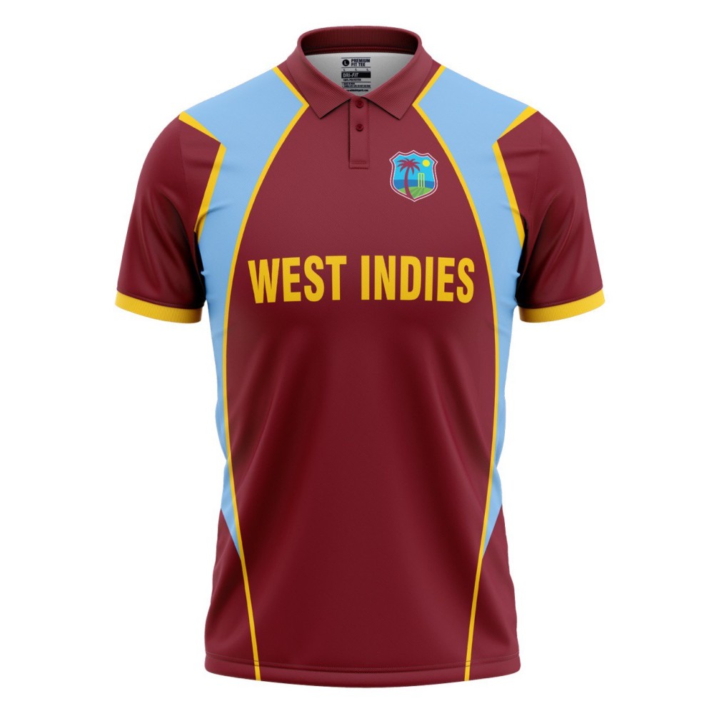 West Indies T20 World Cup 2012 Half Sleeves Cricket Fan Jersey - 100% Dryfit Polyester - With Name Personalization West Indies T20 World Cup 2012 Half Sleeves Cricket Fan Jersey - 100% Dryfit Polyester - With Name Personalization