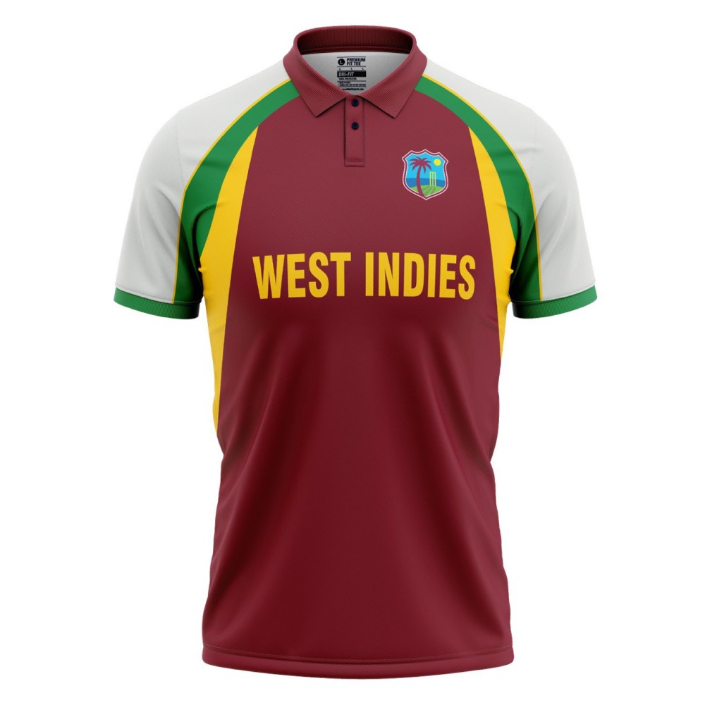 West Indies T20 World Cup 2007 Half Sleeves Cricket Fan Jersey - 100% Dryfit Polyester - With Name Personalization West Indies T20 World Cup 2007 Half Sleeves Cricket Fan Jersey - 100% Dryfit Polyester - With Name Personalization