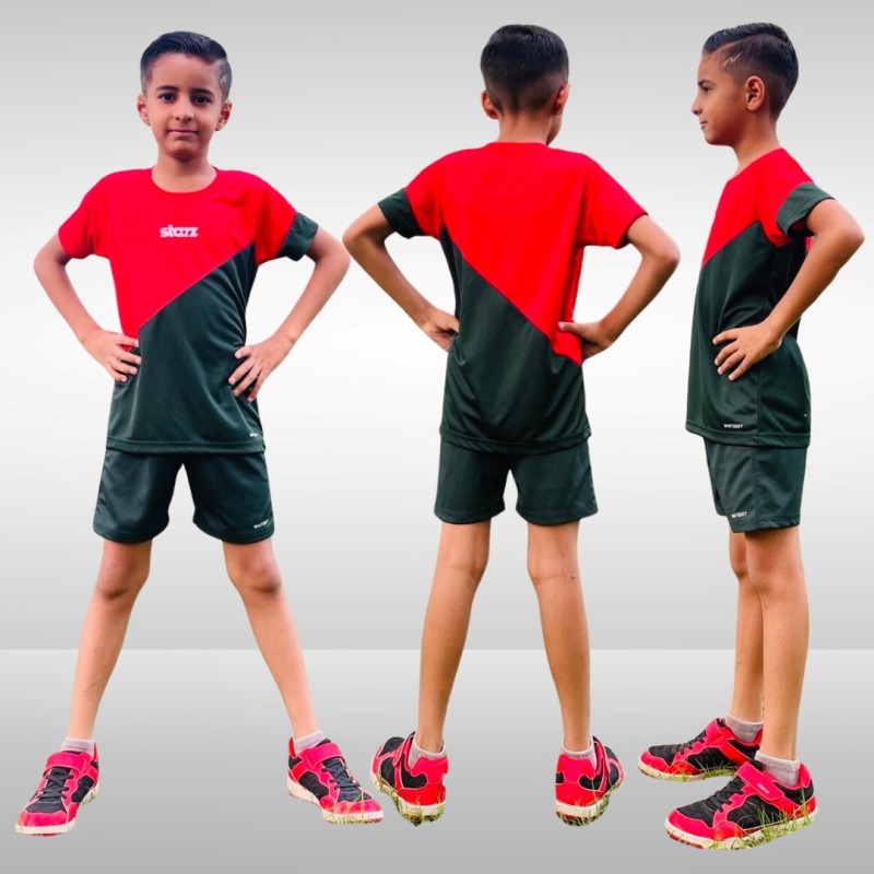 Whitedot Starz Junior Red T-shirt and Green Shorts Set Whitedot Starz Junior Red T-shirt and Green Shorts Set