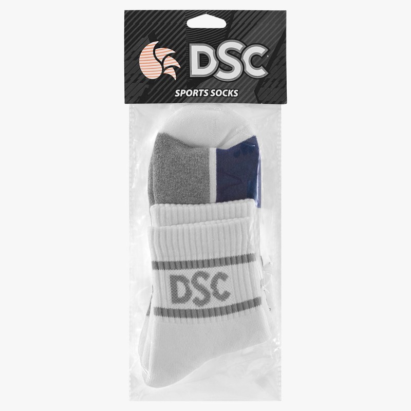 DSC DSC 05 Cricket Socks (White/Navy/Grey Melange) DSC DSC 05 Cricket Socks (White/Navy/Grey Melange)