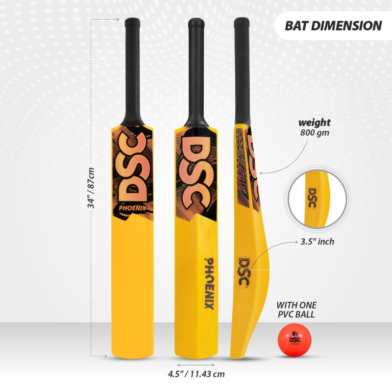 DSC Phoenix Plastic Bat (Yellow, Mens), Mens DSC Phoenix Plastic Bat (Yellow, Mens), Mens