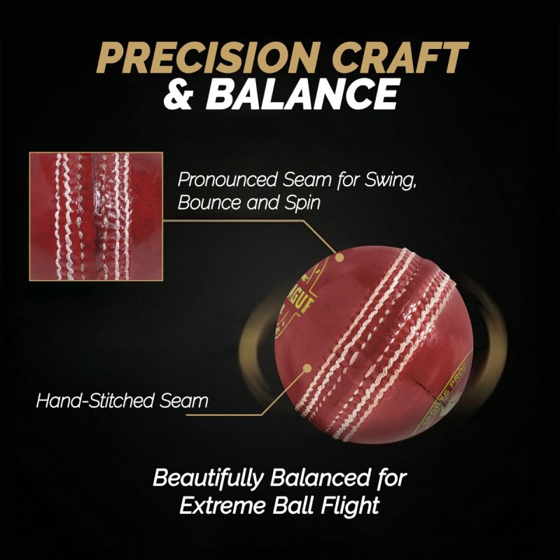 DSC Pro League Leather Ball, Red DSC Pro League Leather Ball, Red