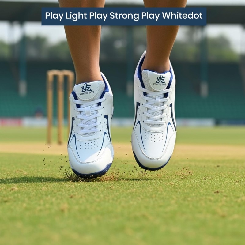 Whitedot Winged Cricket Shoes White