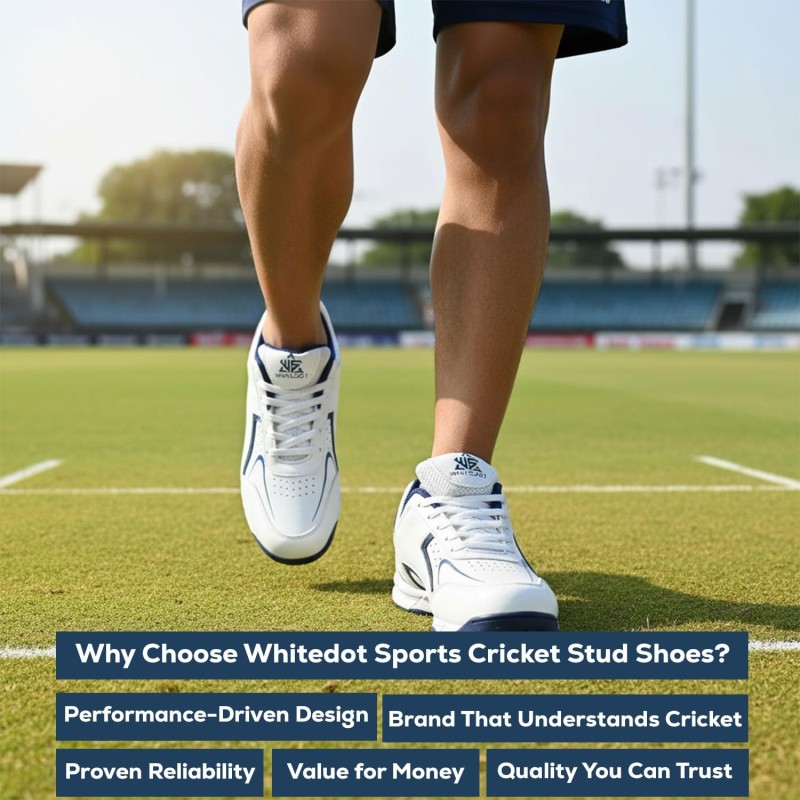 Whitedot Winged Cricket Shoes White