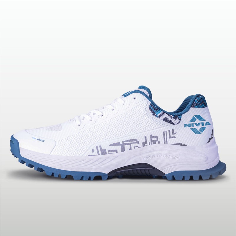 Nivia Crick 1000 2.0 Cricket Shoes - White/Gulf Coast Nivia Crick 1000 2.0 Cricket Shoes - White/Gulf Coast