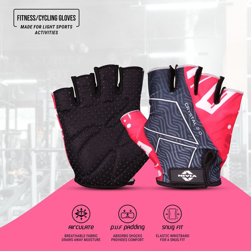 Nivia Crystal 2.0 Gym Gloves - Pink