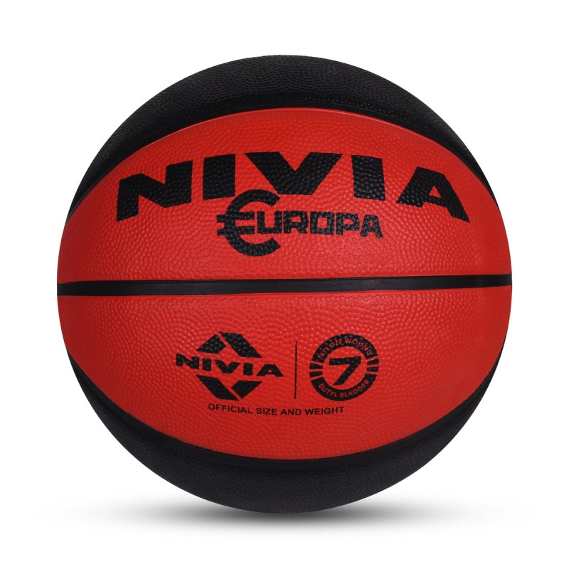 Nivia Europa All-Surface 8-Panel Beginner Basketball - Red/Black Nivia Europa All-Surface 8-Panel Beginner Basketball - Red/Black