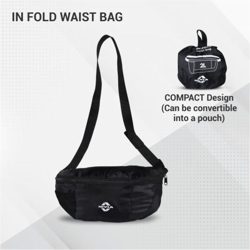 Nivia In-Fold Waist Running Bag - Black Nivia In-Fold Waist Running Bag - Black