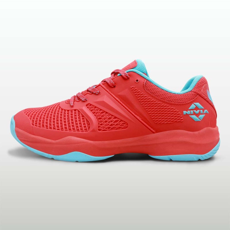 Nivia Jury Badminton Shoes - Red-Sky Blue Nivia Jury Badminton Shoes - Red-Sky Blue
