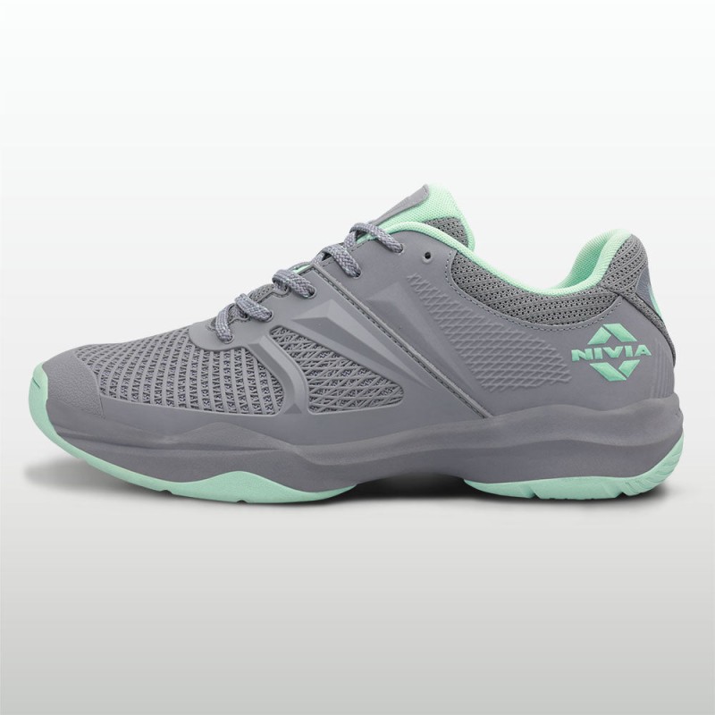 Nivia Jury Badminton Shoes - Storm Front-Yucca
