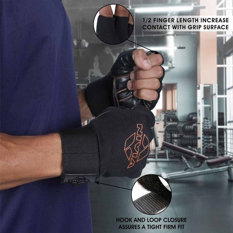Nivia Leather Gym Weight Lifting Gloves - Black