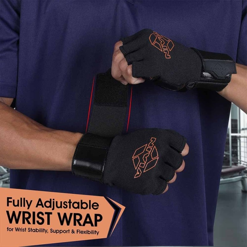 Nivia Leather Gym Weight Lifting Gloves - Black