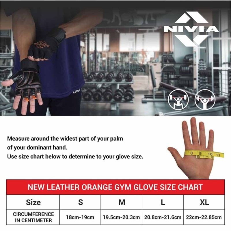 Nivia Leather Gym Weight Lifting Gloves - Black