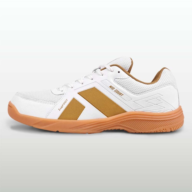 Nivia Mid Court Badminton Shoe - White/ Golden Nivia Mid Court Badminton Shoe - White/ Golden