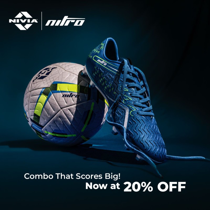 Nivia Nitro Football Studs & Ball Combo - Metallic Blue Nivia Nitro Football Studs & Ball Combo - Metallic Blue