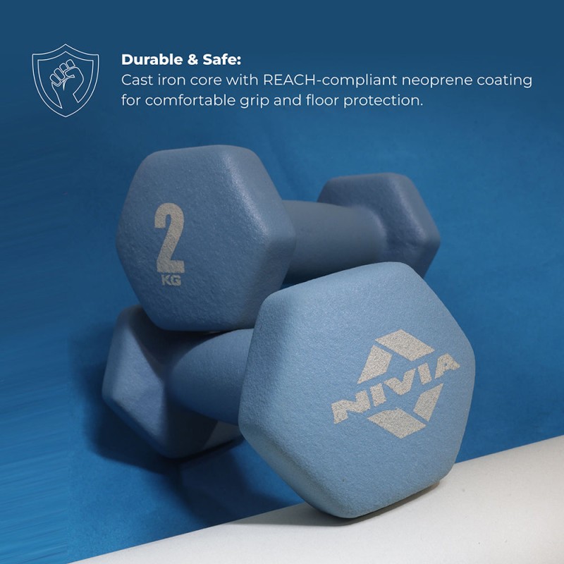 Nivia 2KG Fitness Dumbbell - Pair - Blue Nivia 2KG Fitness Dumbbell - Pair - Blue