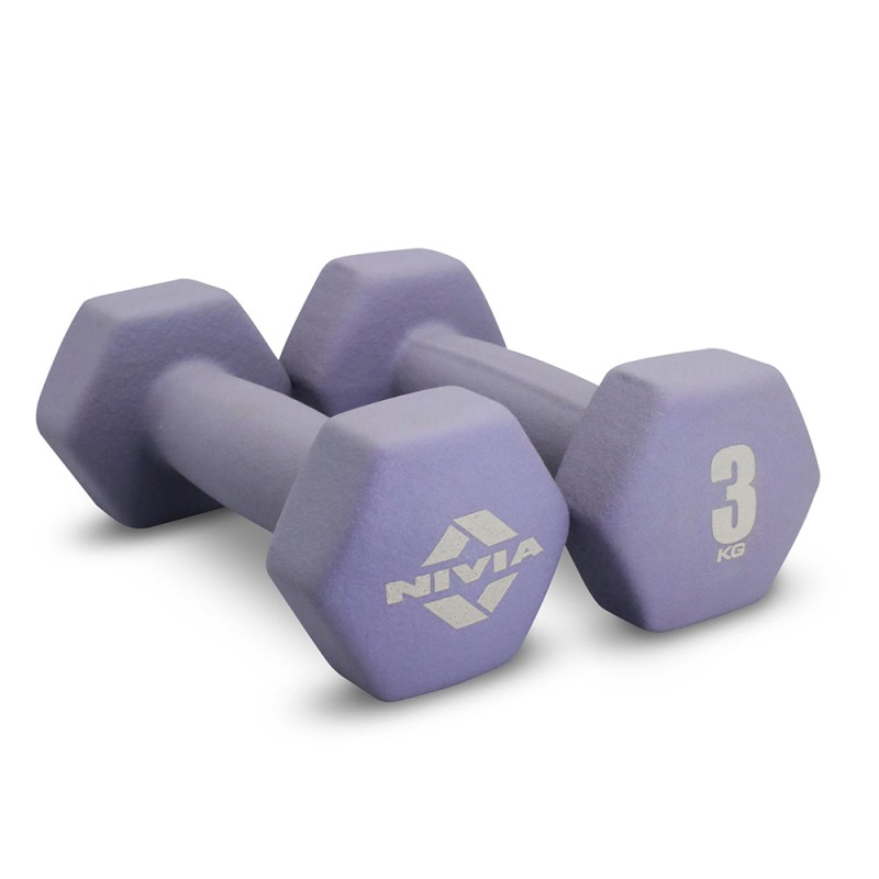 Nivia 3KG Fitness Dumbbell - Pair - Light Purple Nivia 3KG Fitness Dumbbell - Pair - Light Purple