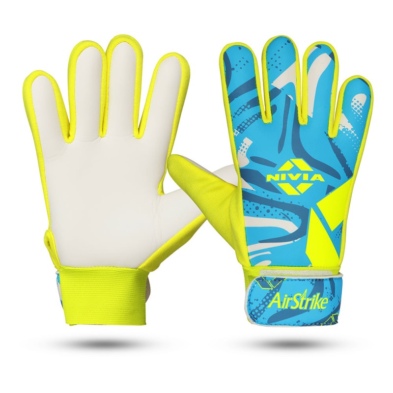 Nivia Air Strike Goalkeeper Gloves - Blue/Lemon Nivia Air Strike Goalkeeper Gloves - Blue/Lemon