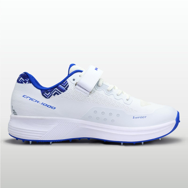 Nivia Crick 1000 2.0  Men's Batting And Bowling Cricket Shoe - White/Nautical Blue