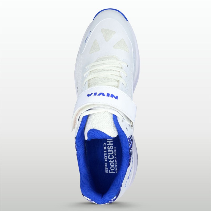 Nivia Crick 1000 2.0  Men's Batting And Bowling Cricket Shoe - White/Nautical Blue