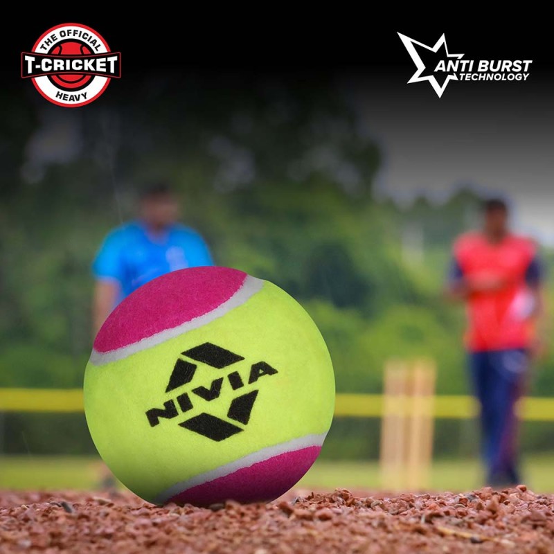 Nivia Cricket Tennis Ball Heavy (Pack of 12) - Multicolor
