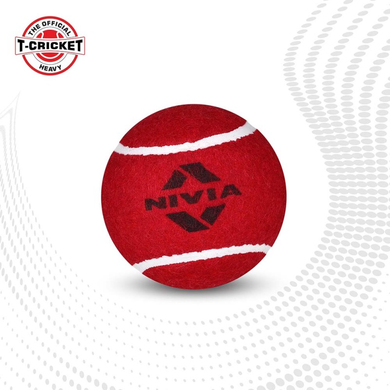 Nivia Cricket Tennis Ball Heavy (Pack of 12)—Red - Red