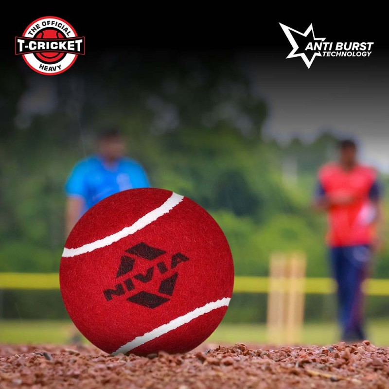 Nivia Cricket Tennis Ball Heavy (Pack of 12)—Red - Red