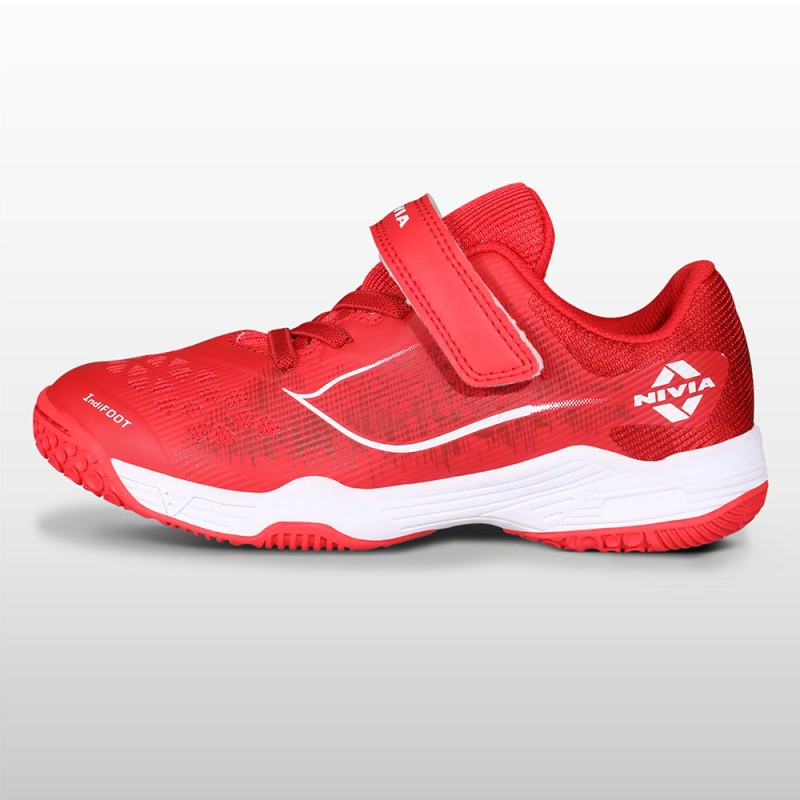Nivia Hy-Court 3.0 Kids Velcro Shoes - Red Nivia Hy-Court 3.0 Kids Velcro Shoes - Red