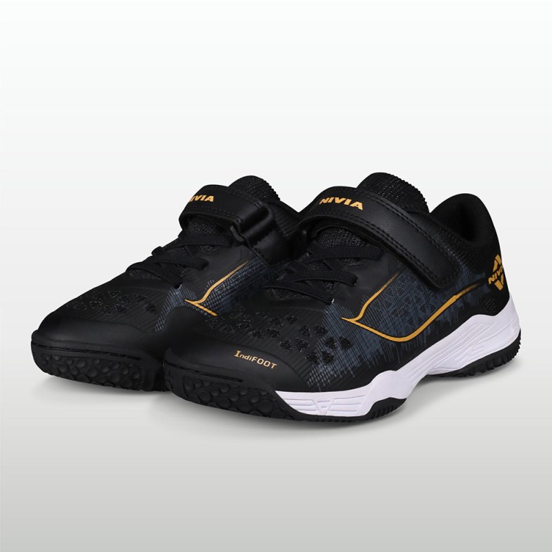 Nivia Hy-Court 3.0 Kids Velcro Shoes - Yellow Plum Nivia Hy-Court 3.0 Kids Velcro Shoes - Yellow Plum