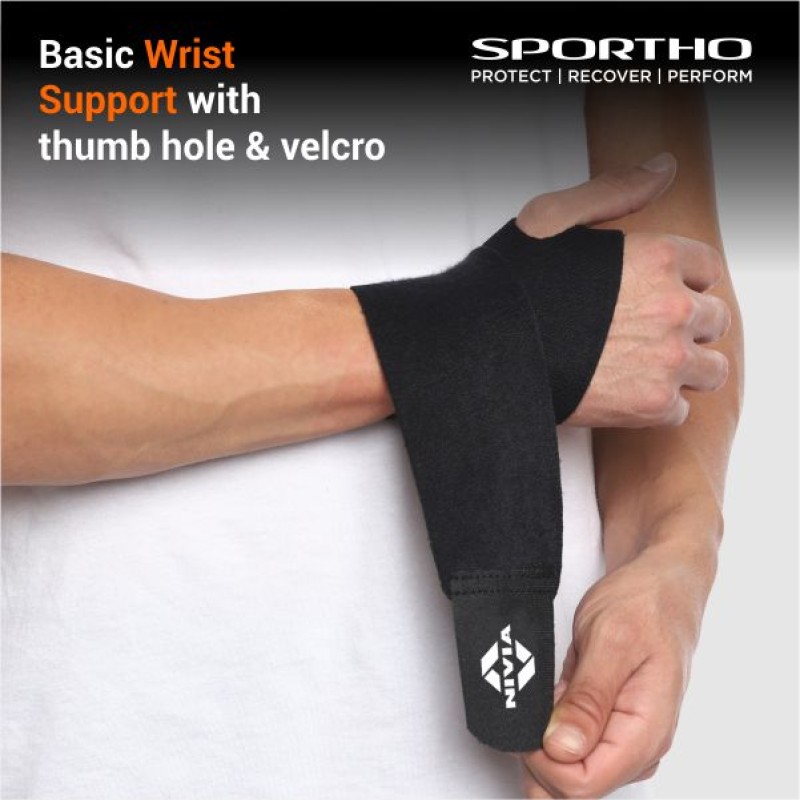 Nivia Orthopedic Basic Wrist With Thumb Support (Rb-24) Pair - Black