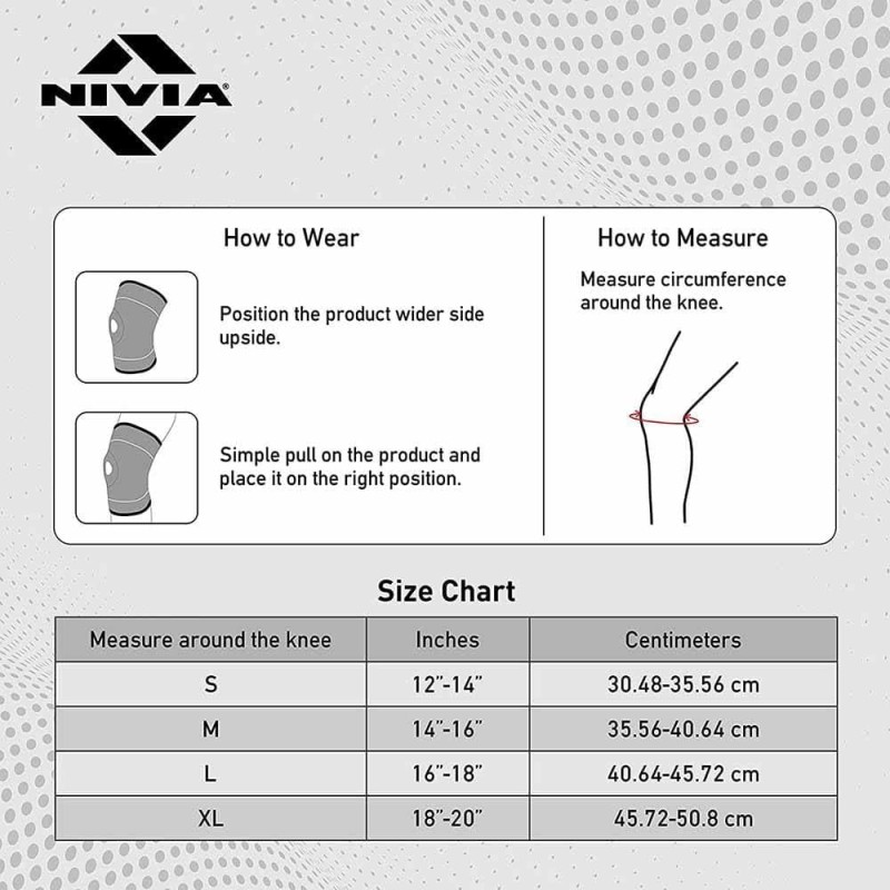 Nivia Knee Support with Patella Hole - Slip in , Knee Braces & Sleeves, For Minimum impact on joints and muscles. Available in S | M | L | XL & Black / Red Color , Used for Rehabilitation & Recovery Nivia Knee Support with Patella Hole - Slip in , Knee Braces & Sleeves, For Minimum impact on joints and muscles. Available in S | M | L | XL & Black / Red Color , Used for Rehabilitation & Recovery