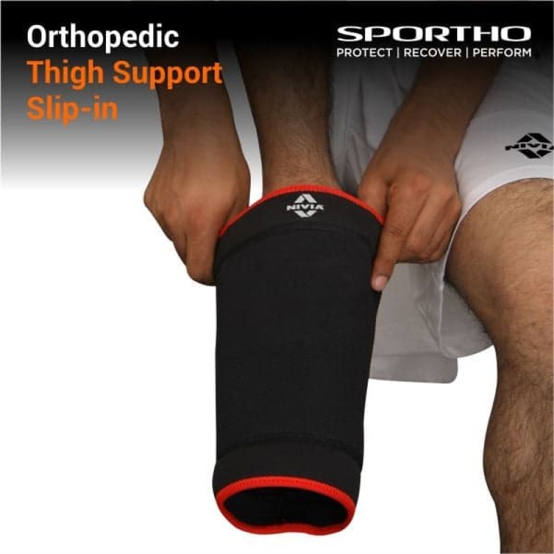 Nivia Lycra Thigh Support - Slip in , Thigh or Calf Compression, For Shock Absorption Available in S | M | L & Black / Red Color , Used for All kind of impact Sports - Multicolor Nivia Lycra Thigh Support - Slip in , Thigh or Calf Compression, For Shock Absorption Available in S | M | L & Black / Red Color , Used for All kind of impact Sports - Multicolor