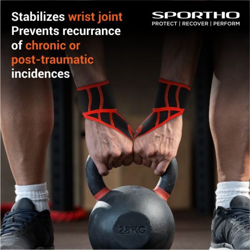 Nivia Performance Orthopedic Wrist Support (Pair) - Black/Red